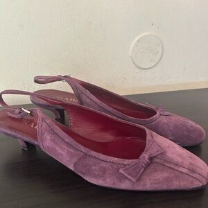 Prada Women's Lavender Suede Slingback Heels